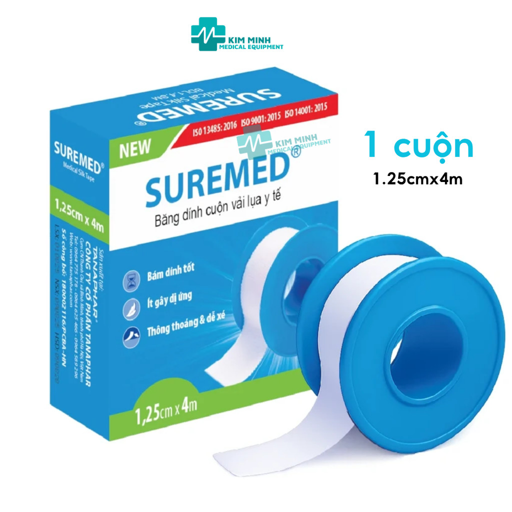 (Hỏa tốc HCM) Băng keo lụa y tế, băng dính lụa SUREMED 1.25cmx4m do ...