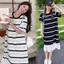 Trang phục bà bầu Thời trang mùa hè Slimer Look Sọc Khâu ren Đầm