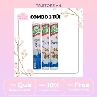 Combo 3 Bông Tẩy Trang Ipek 150 Miếng Thổ Nhĩ Kỳ 100% Cotton Mềm Mịn Da