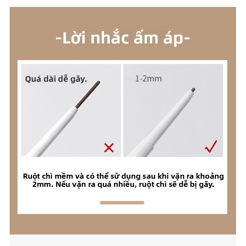 Han Ru Influencer Bút chì kẻ mày siêu mịn hai đầu chống thấm nước tự nhiên Không phai màu Chống mồ hôi Không nhòe Nâu hoang dã Bút chì kẻ mày mới biết đi
