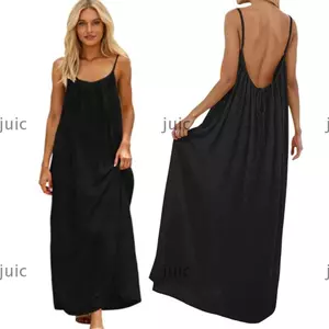 Váy Cami JUIC màu trơn, thiết kế hở lưng trendy, chất liệu mềm mại và thoải mái