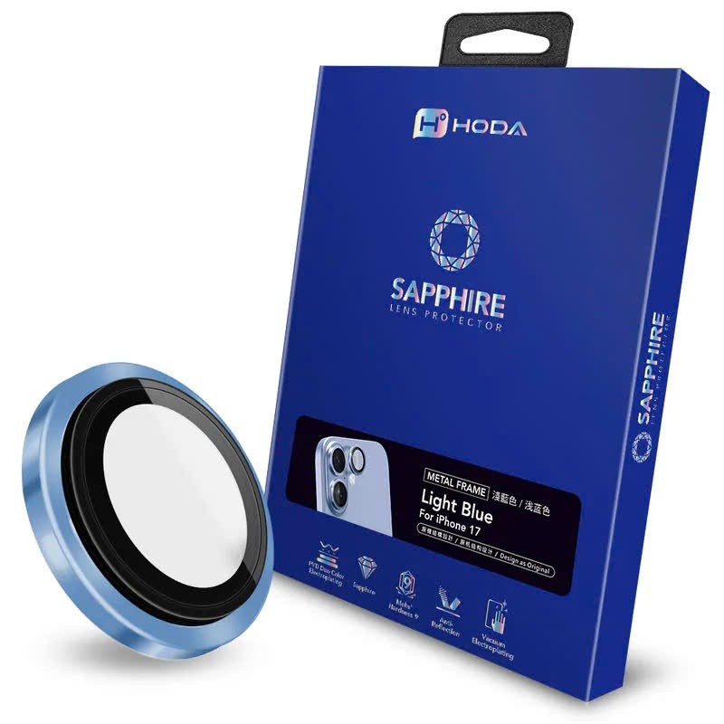 [Chính Hãng] Cường Lực 2 Mắt Camera Hoda Sapphire iPhone 17/16/15 Plus - Kính Mohs 9 Chống Xước, Viền Titanium
