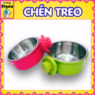 Bát Ăn Cho Chó Mèo Thú Cưng Gắn Chuồng Inox Đế Nhựa Tiện Lợi, Màu Sắc Tươi Tắn, Không Gỉ