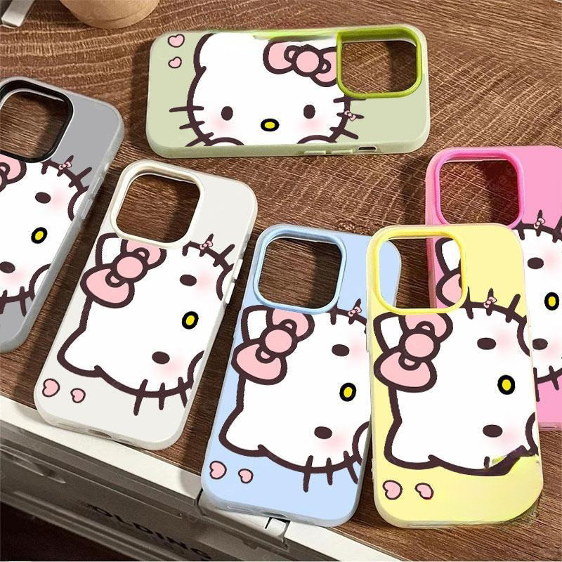 Kitty tim hồng Vỏ điện thoại dành cho iPhone 14 15 16 13 12 11 Pro Max Xs Max XR 17 Air Ốp điện thoại màu hồng dễ thương