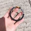 Vòng tay thủy tinh mắt hổ tự nhiên Obsidian-Look - Hạt tròn thủ công - Hạt hình học giọng bạc - Unisex Văn phòng hàng ngày