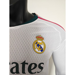 2026 – 27 Áo đấu phiên bản cầu thủ sân nhà Real Madrid (Dài tay) – Tùy chỉnh theo tên & số của bạn, Vải thoáng khí cao cấp, Có sẵn S – 3XL