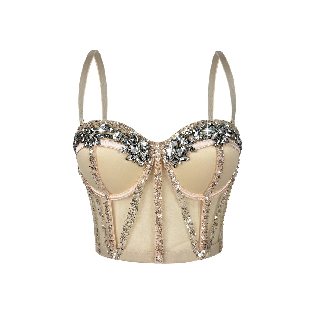 Eo Sling và Áo Corset ngắn skinny nữ, đính kim cương tinh tế