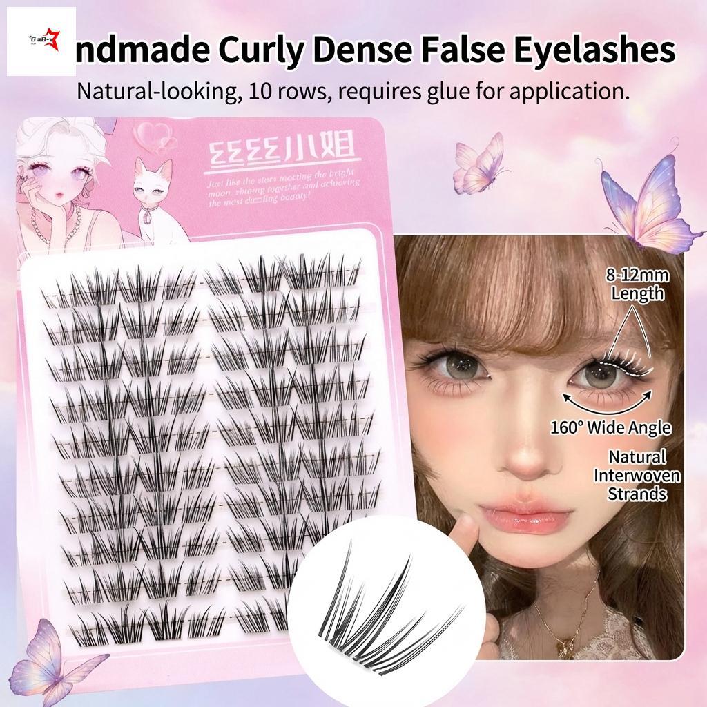 Handmade C Curl Lông Mi Giả Sợi Đen 8-12mm Chiều Dài Hỗn Hợp Tự Nhiên Tìm Tiệc Trang Điểm Hàng Ngày