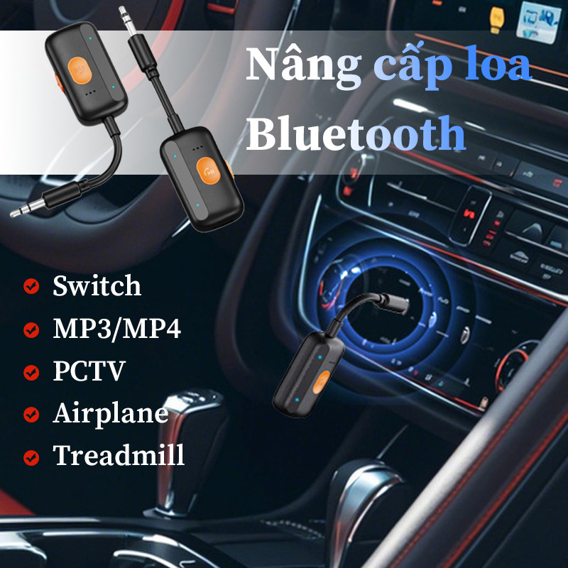 Bộ Thu Phát Bluetooth 5.4 Không Dây - Chuyển Đổi AUX 3.5mm Cho Ô Tô, Loa, PC, TV, Tích Hợp Mic, Rảnh Tay