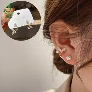 Bông Tai Đính Kim Loại Hình Đuôi Cá, Ngọt Thương Ngọc Trai - Phù Hợp Mùa Xuân-Hè Thanhh lịch