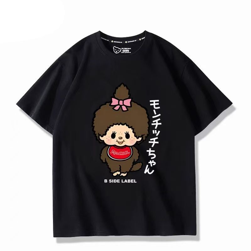 B-SIDE LABEL Áo Thun Monchhichi Hoạt Hình, Tay Ngắn Phù Hợp Cho Nam và Nữ Mùa Hè