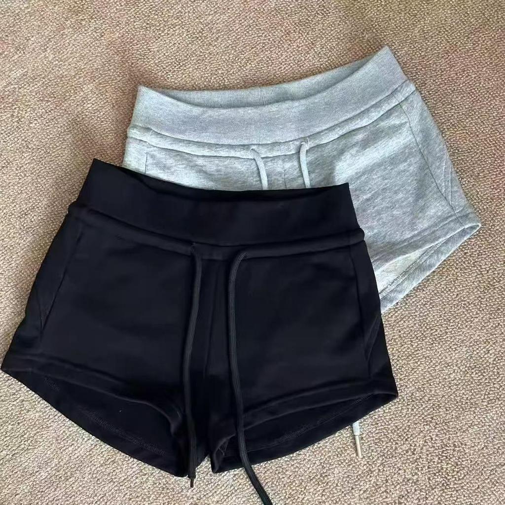 [Giảm giá 50%] Quần short thể thao Hot Girl dành cho nữ Mùa hè mặc ngoài màu xám Dây rút gợi cảm kiểu Mỹ Quần nóng lưng thấp