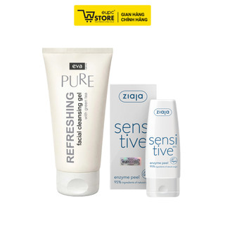Combo Gel Rửa Mặt Eva Nature 150ml Cho Mọi Loại Da Và Enzyme Dịu Nhẹ Tẩy Tế Bào Chết Ziaja Sensitive 60ml