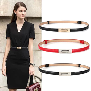 Cặp thắt lưng mỏng dây kéo sơn mài phong cách thời trang, phù hợp trang trí váy