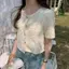 Áo sơ mi nữ ngắn tay eo cao phong cách Hàn Quốc, thiết kế mùa hè