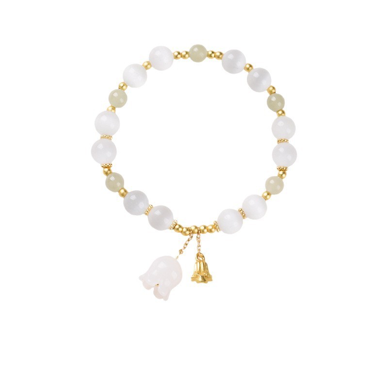 Vòng tay mắt mèo ngọc Hetian tự nhiên Lily of the Valley