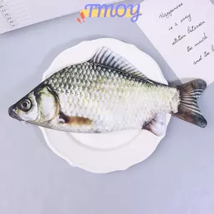 TMOY Crucian Cá Chép Túi Bút Hình Cá Thực Tế Túi Trang Điểm Bút Chì Có Dây Kéo Ba Đến Trường Bút Chì Túi Đựng Bút Chì TMOY
