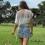 ÁoCrop Top Một Vai Ren Hoa Cho Nữ - Thích Hợp Mùa Hè