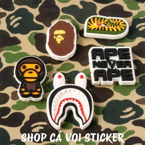 Set Charm BAPE Ape Head Camo Mix Streetwear Cá Tính 3D Cứng Cao Cấp Trang Trí Dép Crocss Phong Cách Hypebeast Cực Chất