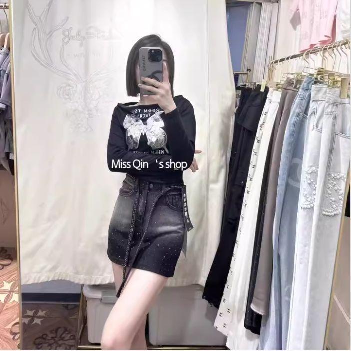 Váy Denim Chữ A Phong Cách Công Nghiệp Cổ Điển Cho Nữ - Màu Đen Hè 2026