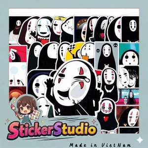 Set 60 Sticker Vô Diện Ghibli Cute Chống Nước Dán Laptop Vali Mũ Bảo Hiểm Sổ Tay