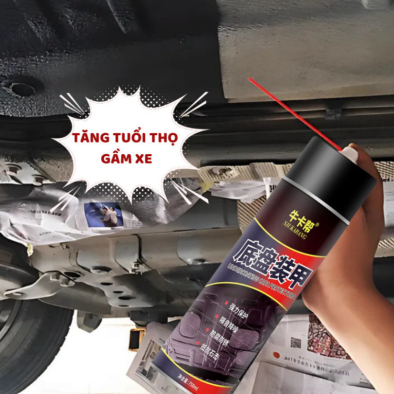 Sơn Phủ Gầm Cao Su Non Sơn Xịt Gầm Xe Ô Tô Chống Ồn Rỉ Sét Xịt Tay Khung Gầm Xe Hơi 750ml
