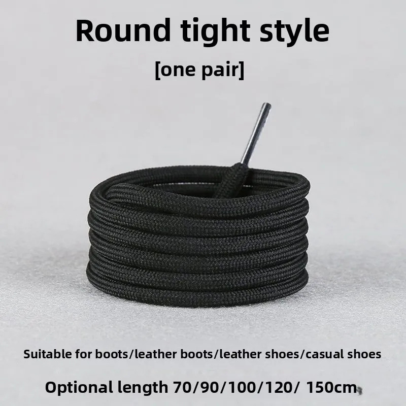 Dây đen tròn phẳng 120–180cm cho giày da, thể thao, vải, bóng rổ