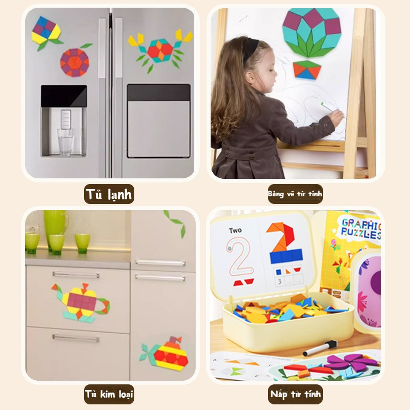 Đồ Chơi Xếp Hình Tangram Miếng,Đồ Chơi Giáo Dục Cho Trẻ Em,Giúp Bé Làm Quen Với Hình Học Và Chữ Số,Bộ Đồ Chơi 180/250