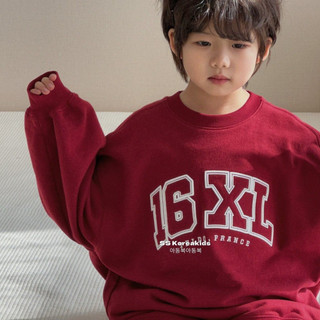 Áo sweatshirt mỏng nhẹ màu đỏ tía dễ thương và đơn giản, thích hợp cho bé trai, hoàn hảo cho năm mới.