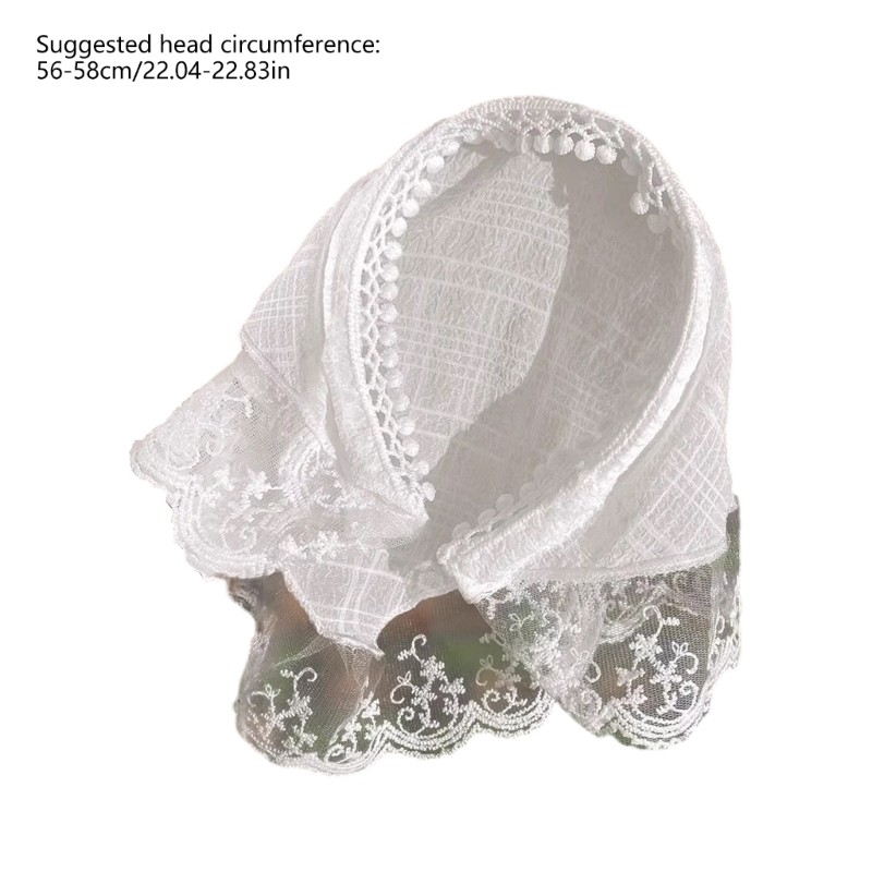 KIKIN Thoải Mái Thoáng Khí Vải Ren Bandana Khăn Trùm Đầu Cho Nữ Pháp Tích Hợp Headwrap Mục Vụ Trang Trí Tóc