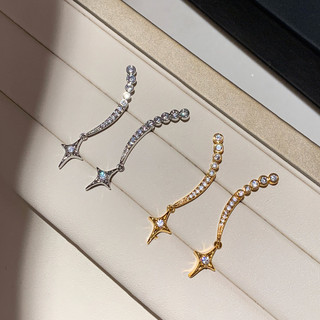 Bông tai bạc 925 kim zircon ngôi sao mặt dây chuyền phong cách Hàn Quốc đơn giản sang trọng