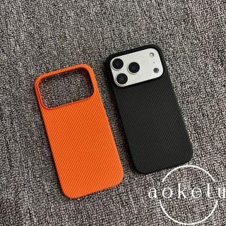 Thích hợp cho iPhone 17 Promax Kevlar vỏ điện thoại màu cam hút từ tính Vỏ bảo vệ sợi carbon Apple 17 siêu mỏng chống rơi nửa gói tản nhiệt