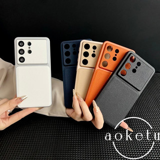 Ốp điện thoại cửa sổ lớn họa tiết vải thiều sang trọng phù hợp cho Galaxy S24 S25 S26 Ốp điện thoại chống rơi bao quy đầu siêu đầy đủ