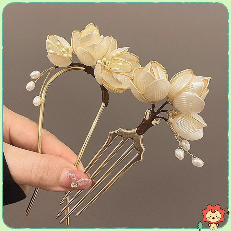 [Jielus] Kẹp tóc hợp kim cổ điển thanh lịch Thiết kế mộc lan Phụ kiện tóc Kiểu tóc Tăng cường Mũ trang trí Lược chải tóc