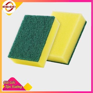 Miếng bọt biển mút rửa bát kiêm cọ xoong nồi màu xanh vàng kho sỉ mb