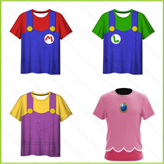 Áo thun cosplay Super Mario Bros tay ngắn 3D, phù hợp cho cả trẻ em và người lớn