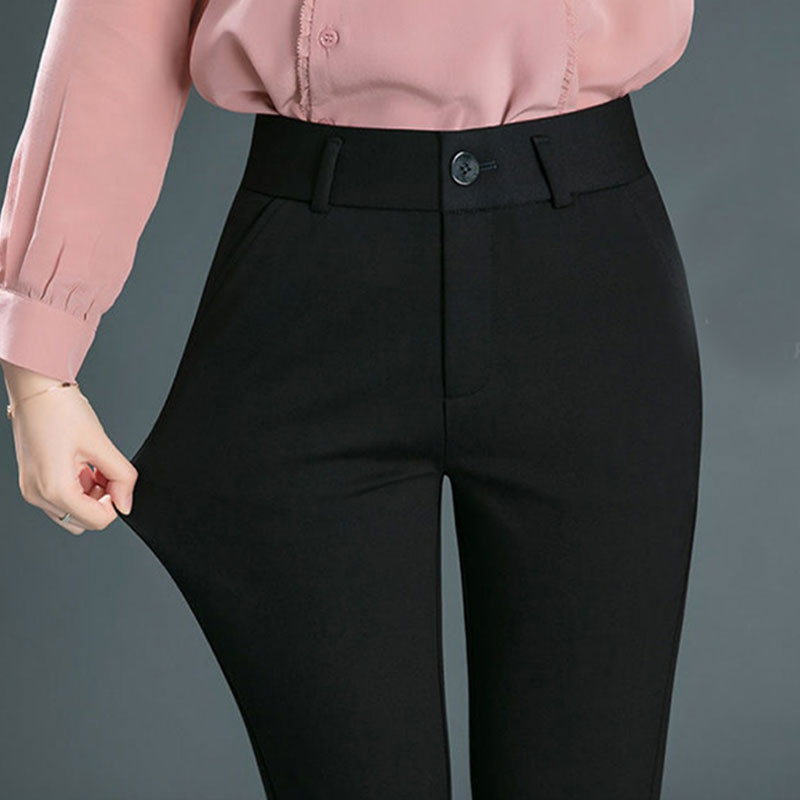 S-5XL Quần Bút Chì Đen Chắc Chắn Cho Nữ Văn Phòng