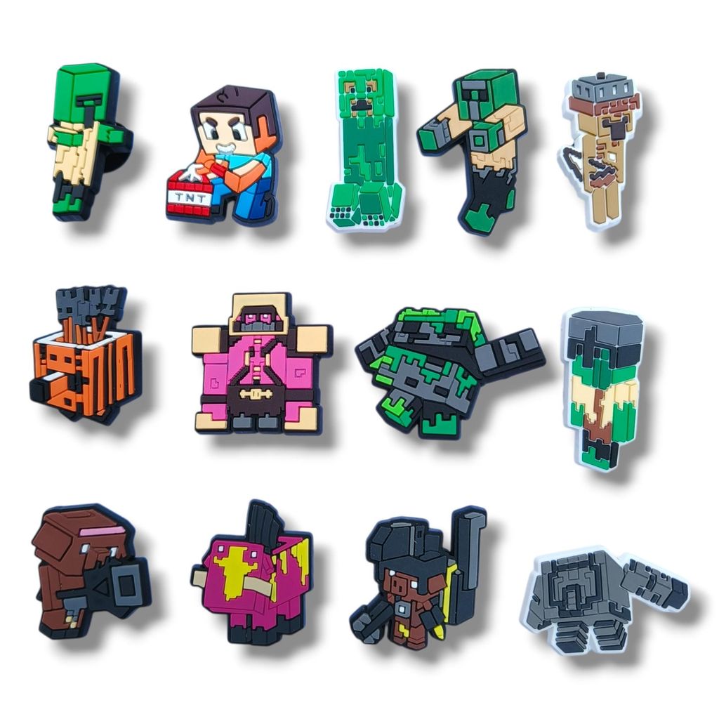 Set charm MINECRAFT QUÁI VẬT gắn dép cross, Nút gắn jibbitz sticker anime hoạt hình CROSS TREND