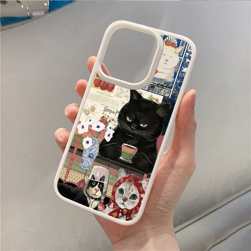 Dành Cho Mi 15T Pro Poco F7 M6 X6 Pro 4G X5 Redmi Note 14 13 Pro Plus 5G 12 11 13C 14C 13 12 10 Vintage Mèo Đen Chống Sốc Trong Suốt Mềm