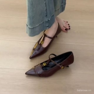 Giày cao gót nữ mũi nhọn thanh lịch giày cao gót Mary Jane hoa nông phong cách Pháp 2026