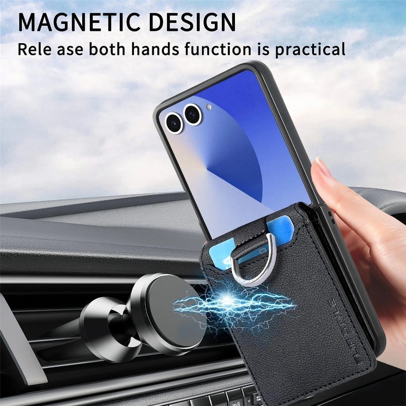 Ốp Điện Thoại Da PU Sang Trọng Mimi Cho Samsung Galaxy Z Flip 7 FE Z Flip 6 Z Flip 5 Z Flip 4 Z Flip 3 Ví Đựng Thẻ Vòng Bảo Vệ Mặt Sau Chống Sốc Flip7 Flip6