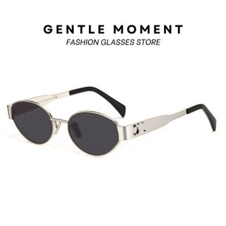Kính râm oval tròn GENTLE MOMENT gọng kim loại nam nữ chống tia UV thời trang Hàn Quốc kiểu dáng ngầu GMT936