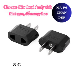 Ổ Chuyển Đổi Phích Cắm mã P6 Từ 2 Dẹt Chân Sang 2 Chân Tròn,Cục chuyển đổi đầu cắm điện 2 Chấu Nguồn 220V，Cho sạc điện t
