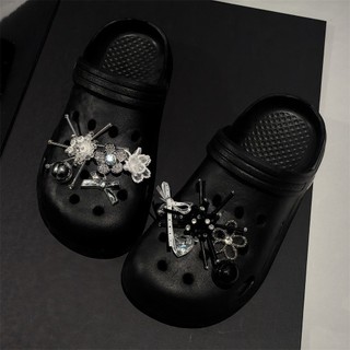 Giày Quyến Rũ 1 Bộ Ballet Flats Mary Jane Giày Trang Trí Đường Hầm Gió Hang Hoa Ống Hạt Nơ Khóa Phong Cách Thơm