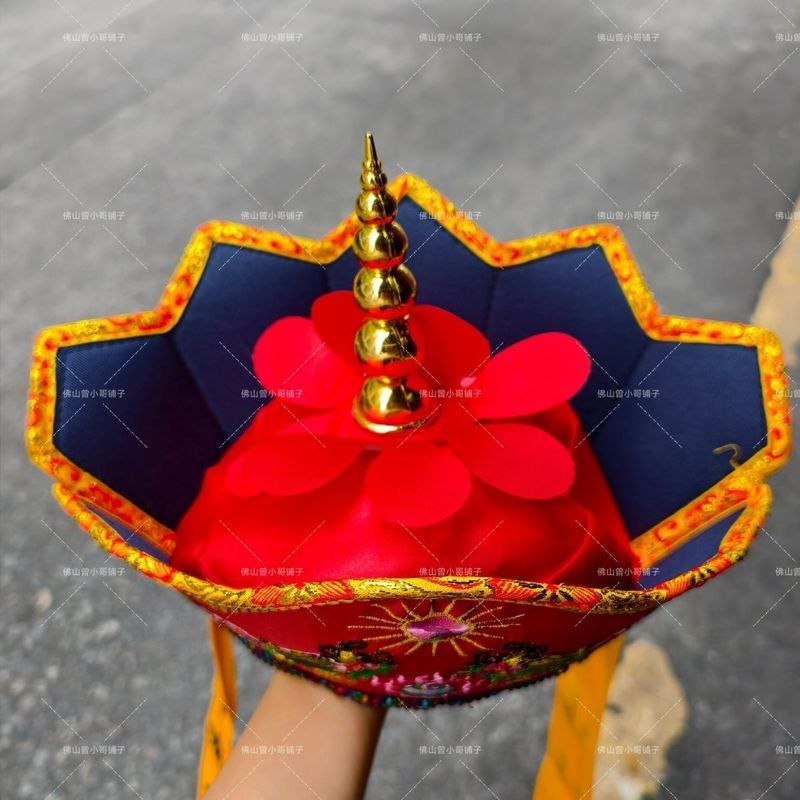 Phiên bản dày thêu Mũ đạo giáo Mũ năm-Dao Crown Đạo giáo Mũ có thể giặt được Mũ năm-Dao màu đỏ Mũ đạo giáo 4.