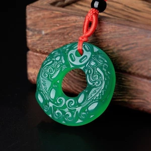 Mặt Dây Chuyền Mã Não Ice Chalcedony Khóa An Toàn, Phù Hợp Nam Nữ