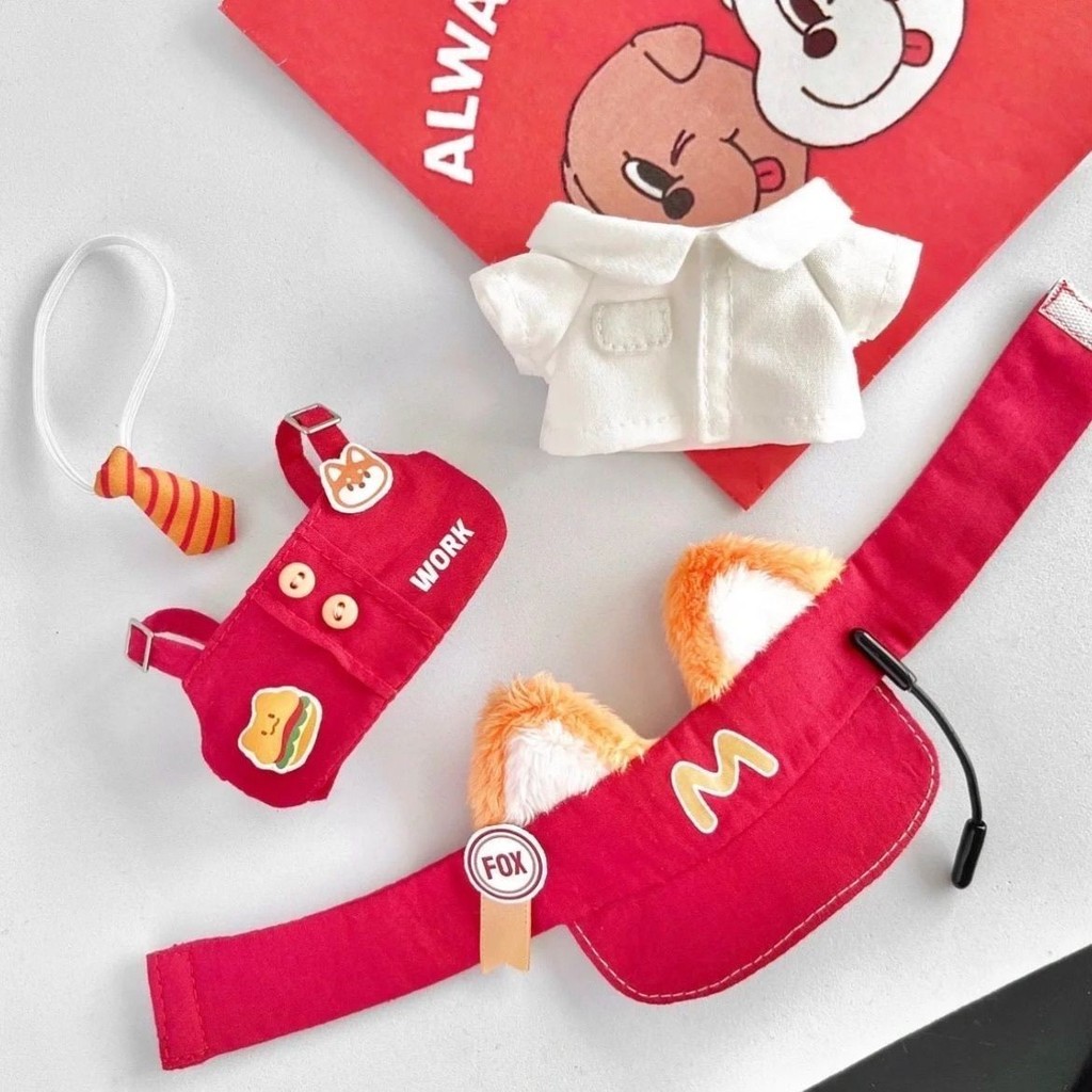 Quần áo búp bê Cotton 10cm Áo sơ mi McDonald 's Sling Hat Set Quần áo trẻ em Hoạt hình dễ thương Phụ kiện búp bê