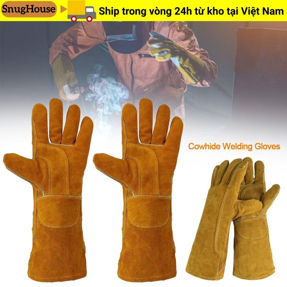 Găng tay làm việc bằng da SNUGHOUSE, Găng tay hàn da bò cách nhiệt chống mài mòn, Găng tay an toàn bảo hộ lao động