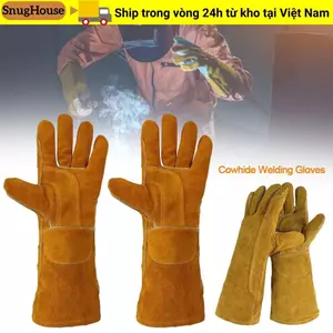 Găng tay làm việc bằng da SNUGHOUSE, Găng tay hàn da bò cách nhiệt chống mài mòn, Găng tay an toàn bảo hộ lao động