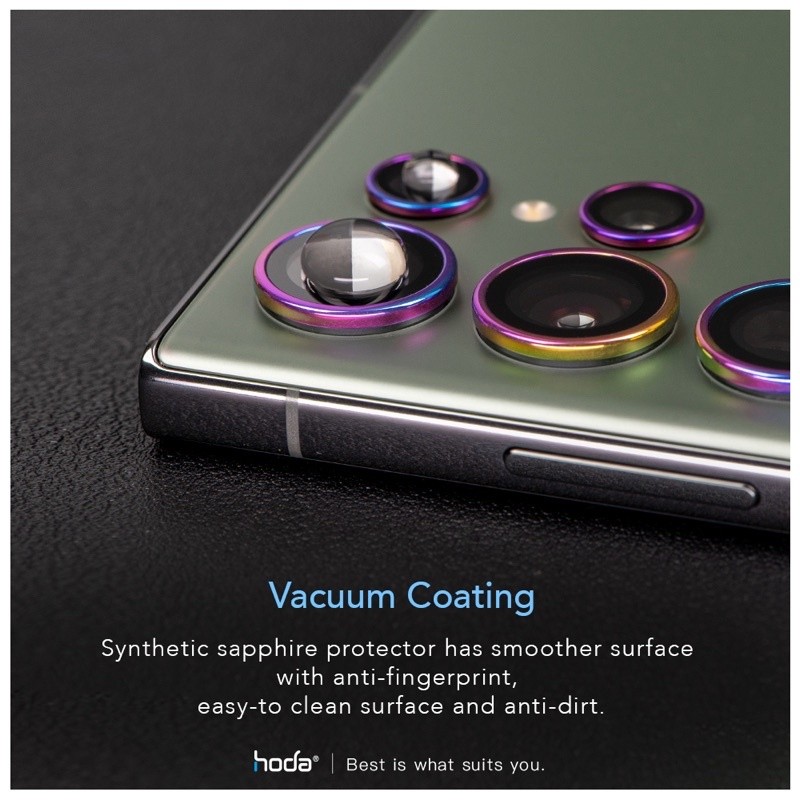 [Chính Hãng] Kính Cường Lực Camera Hoda Sapphire Cho Samsung S23/S24/S25/S26 Ultra - Viền Nhôm CNC, Chứng Nhận GIA